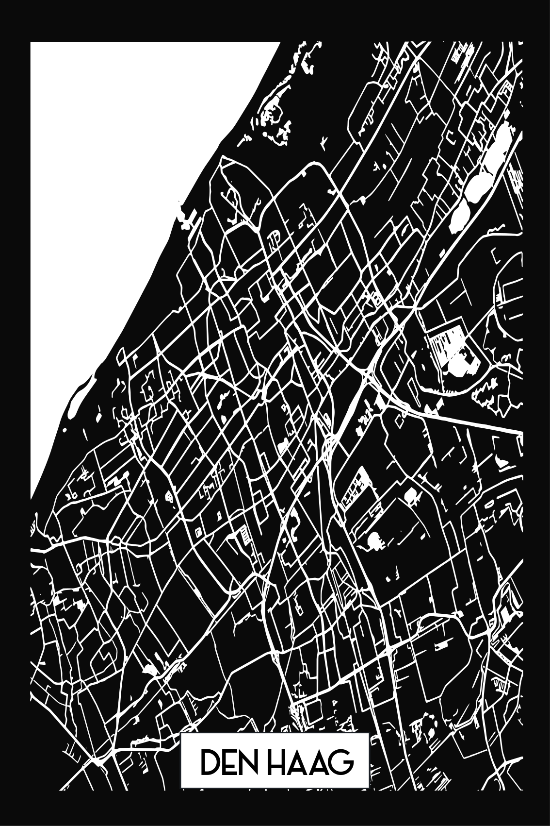 Den Haag kaart topografische T-shirt - TenStickers