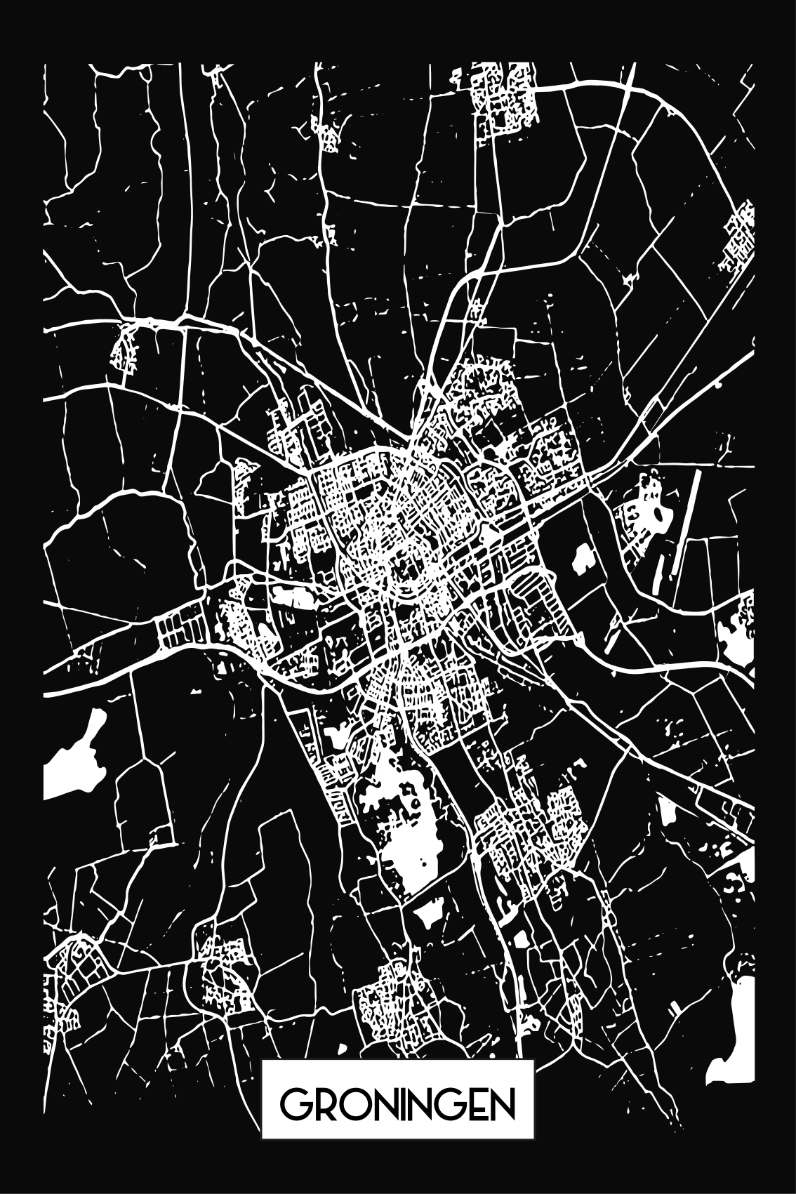 T-shirt Groningen topografische kaart - TenStickers