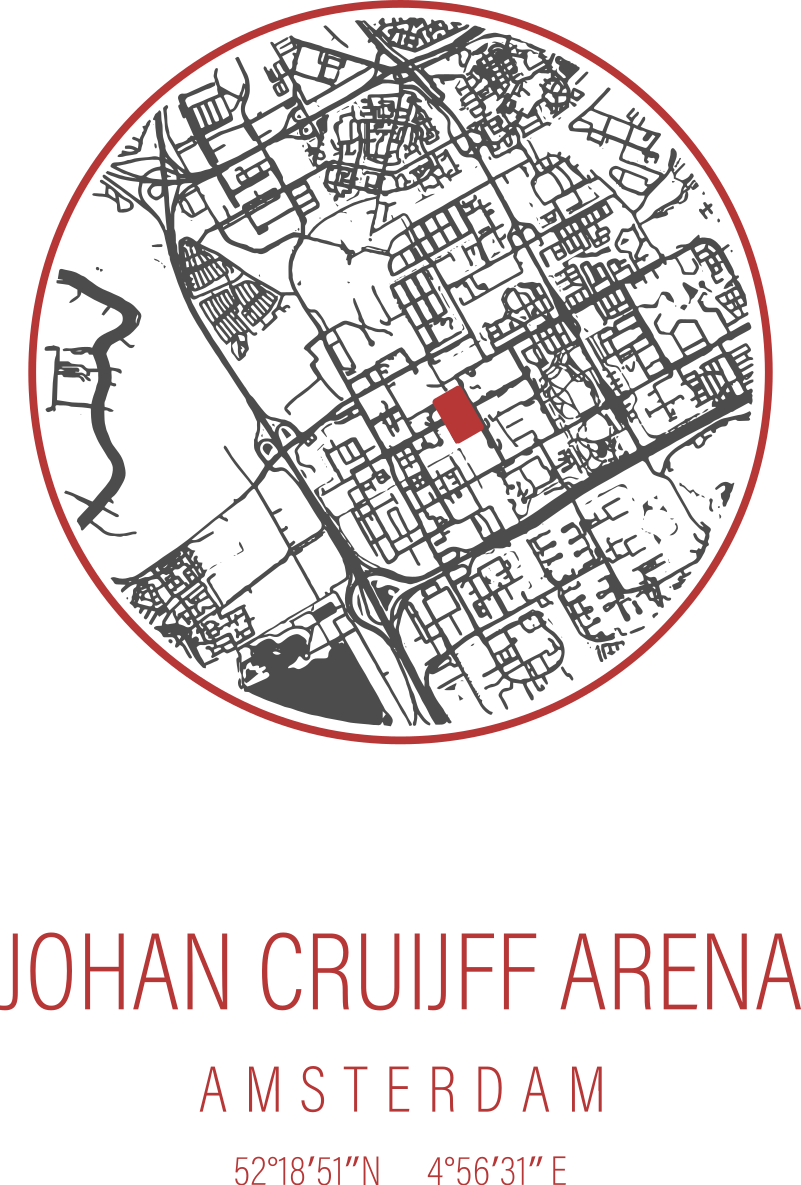 Amsterdam arena kaart T-shirt - TenStickers
