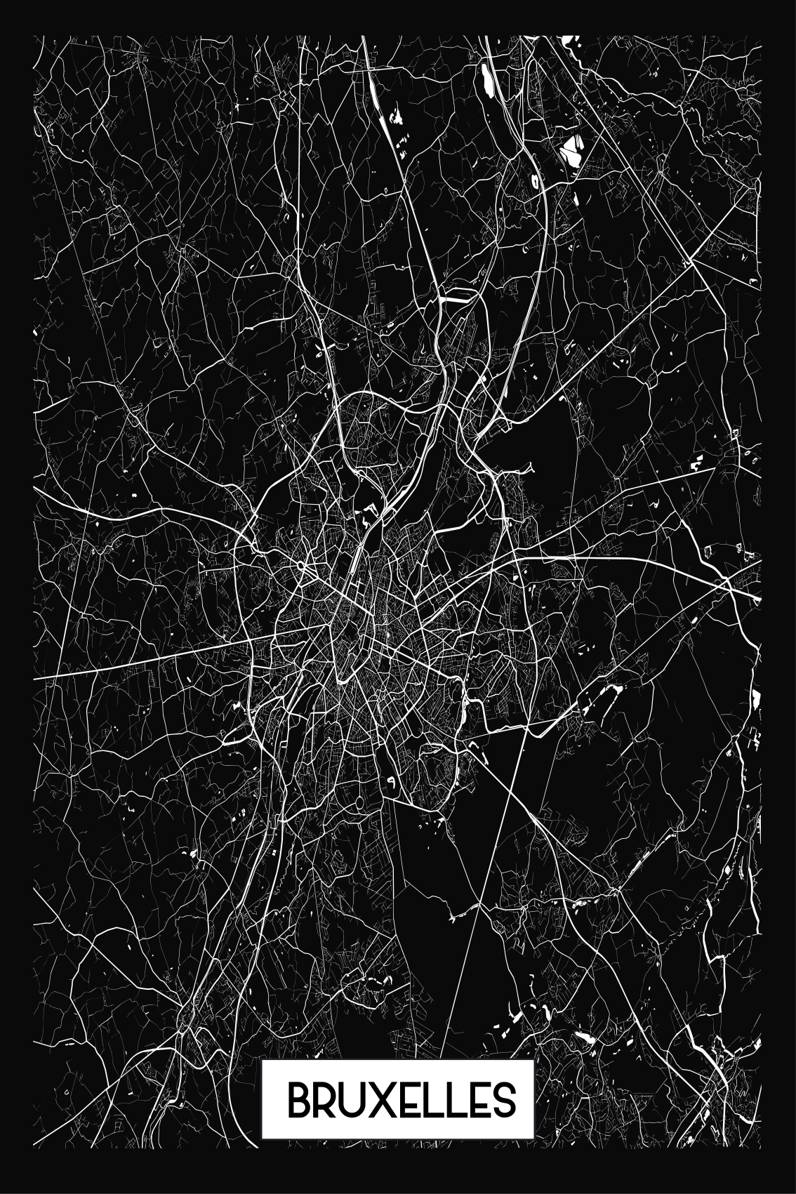 T-shirt Carte Topographique Bruxelles - TenStickers