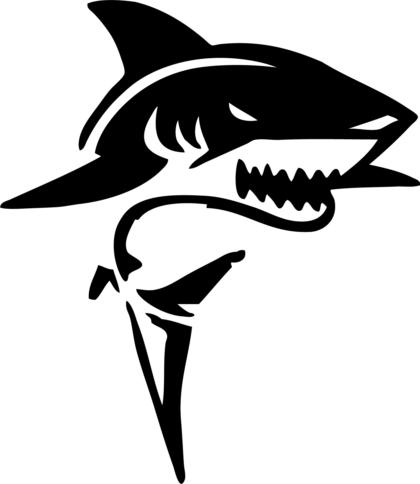 Witte haai silhouette t-shirt - TenStickers