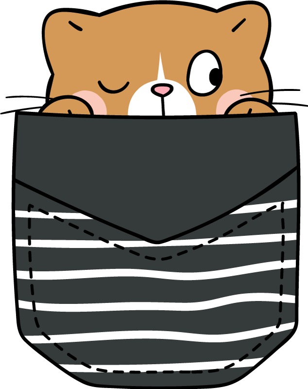 T-shirt met kat in borstzak - TenStickers