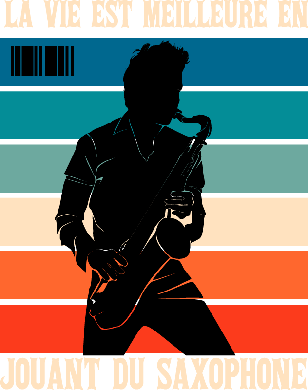 T-shirt style jouer du saxophone - TenStickers