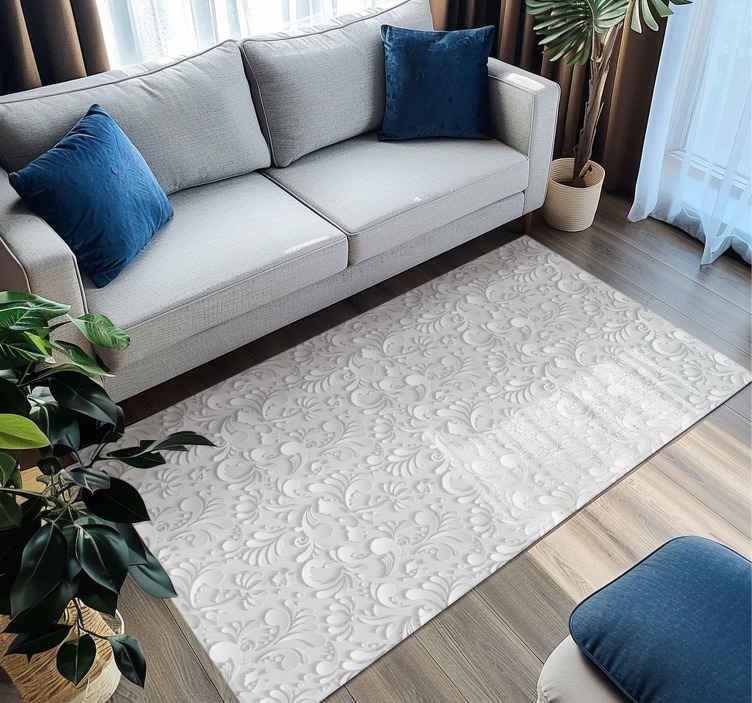 Vinyl Teppich weiß 3d-blumenmuster - TenStickers