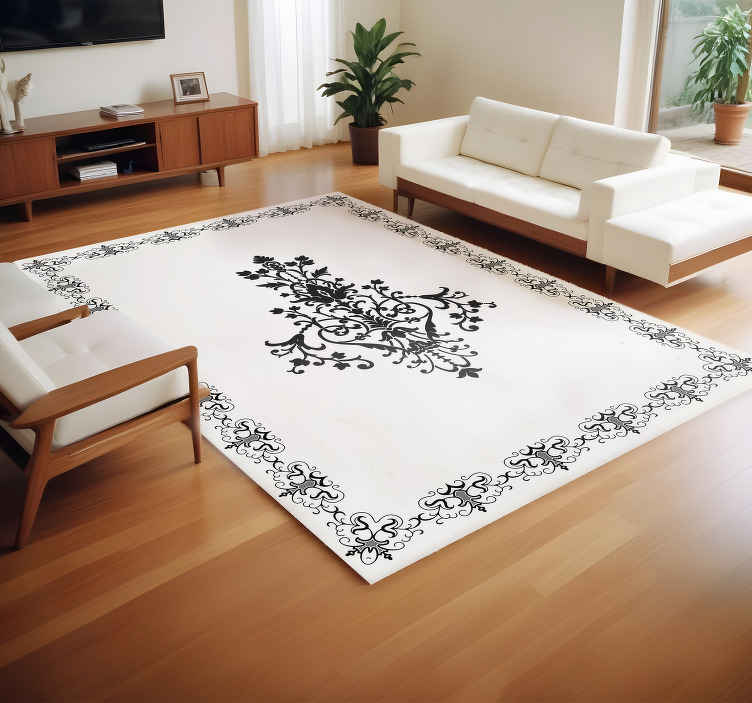 Aged damask white vinyl rug - TenStickers