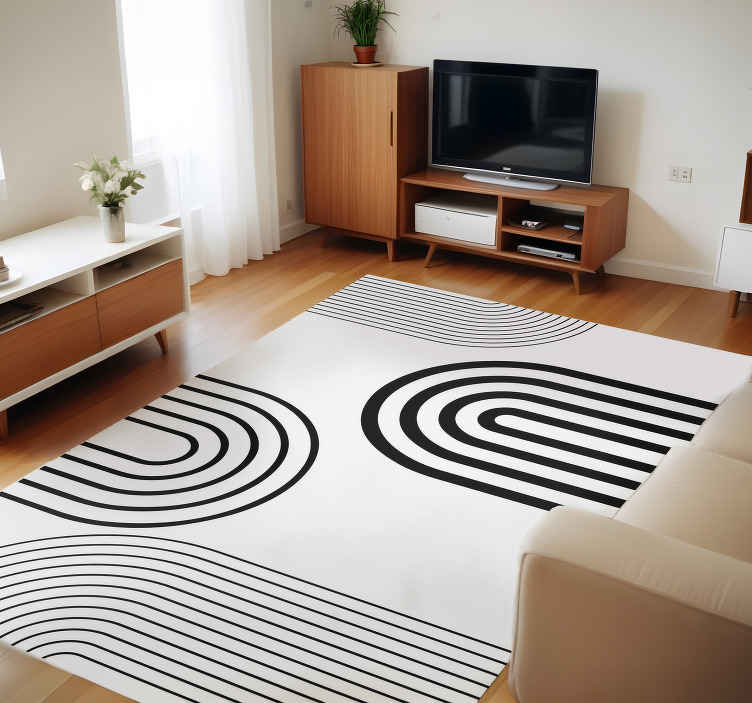 Vinyl Teppich weiß dünne minimalistische schwarze bögen - TenStickers