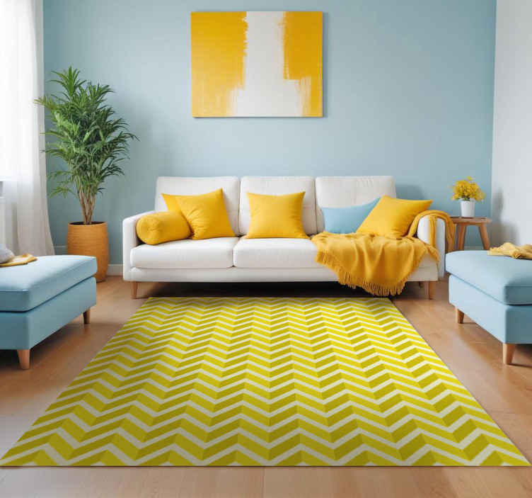 Geometric arrow design yellow rug