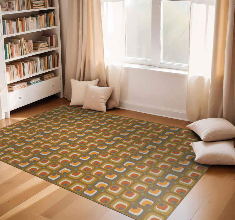 Alfombra vinílica vintage bloques de colores retro - TenVinilo