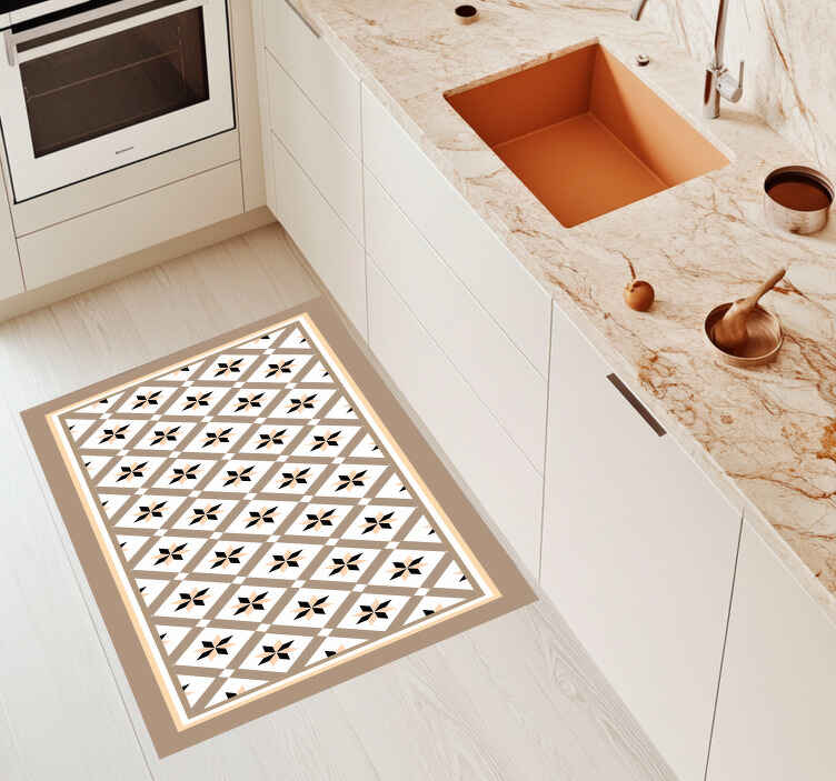 Hydraulic Brown kitchen vinyl rug - TenStickers