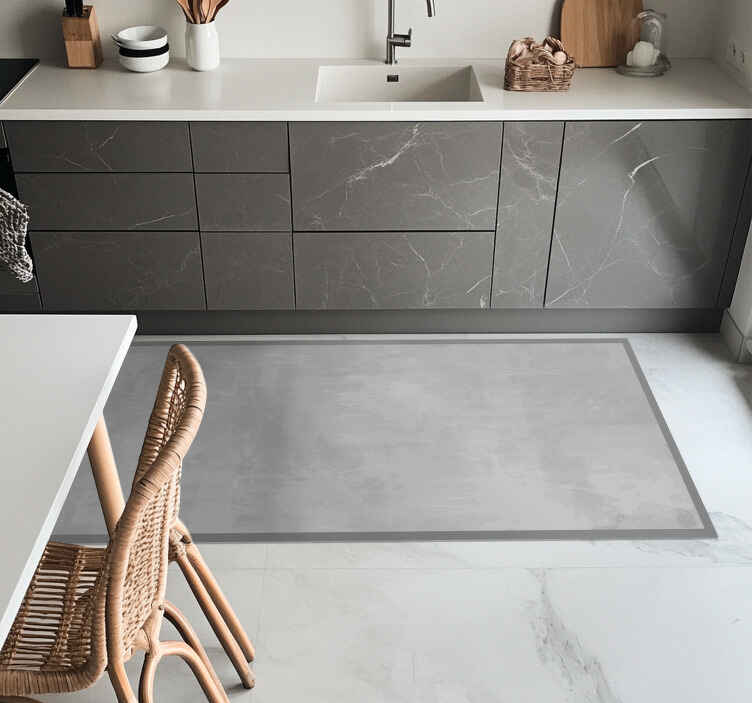 Smooth grey kitchen vinyl rug - TenStickers