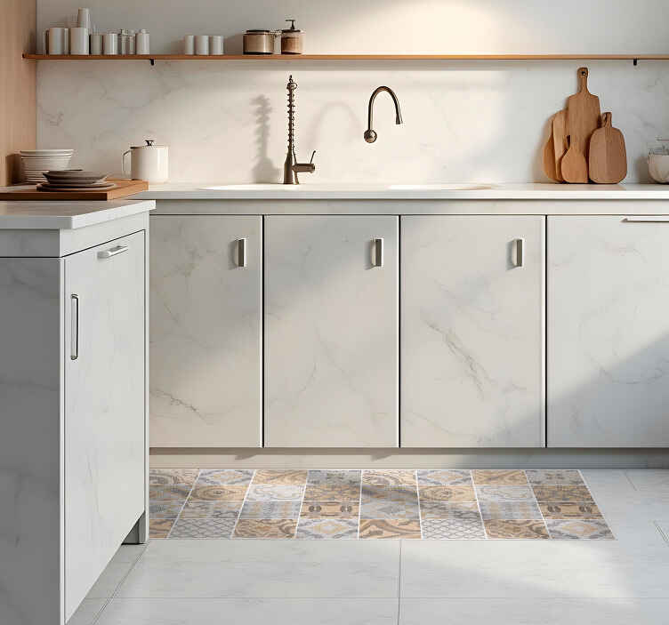 Cement "Arancioni" kitchen vinyl rug - TenStickers