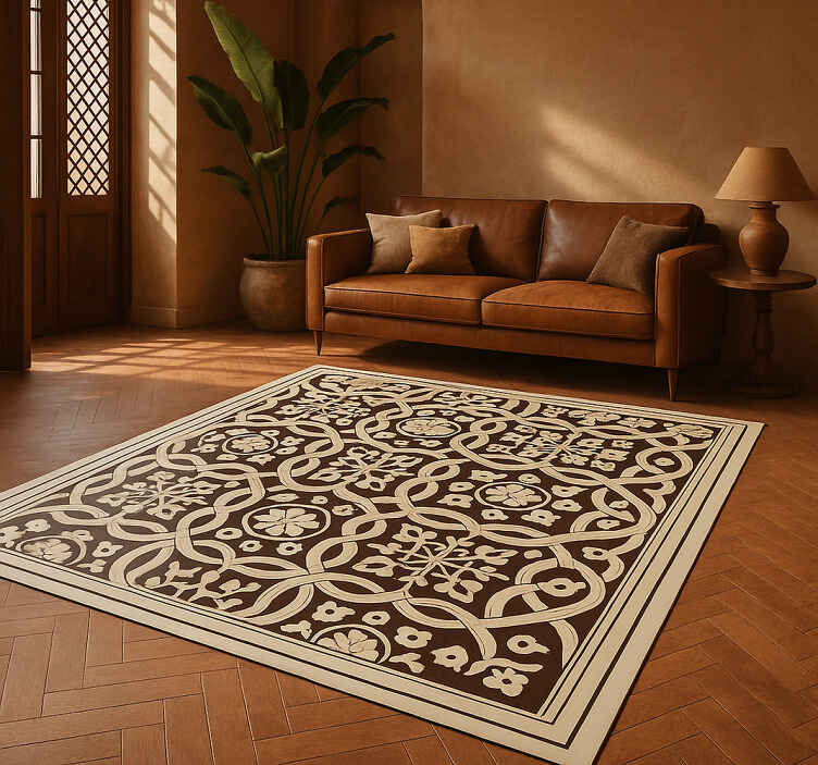 Alfombra vinílica salón baldosas orgánicas - TenVinilo