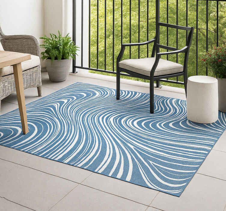 Alfombra vinílica exterior ondas azules abstractas - TenVinilo