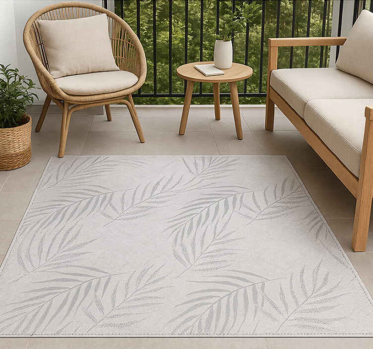 Alfombra vinílica exterior hojas de palma sutiles - TenVinilo