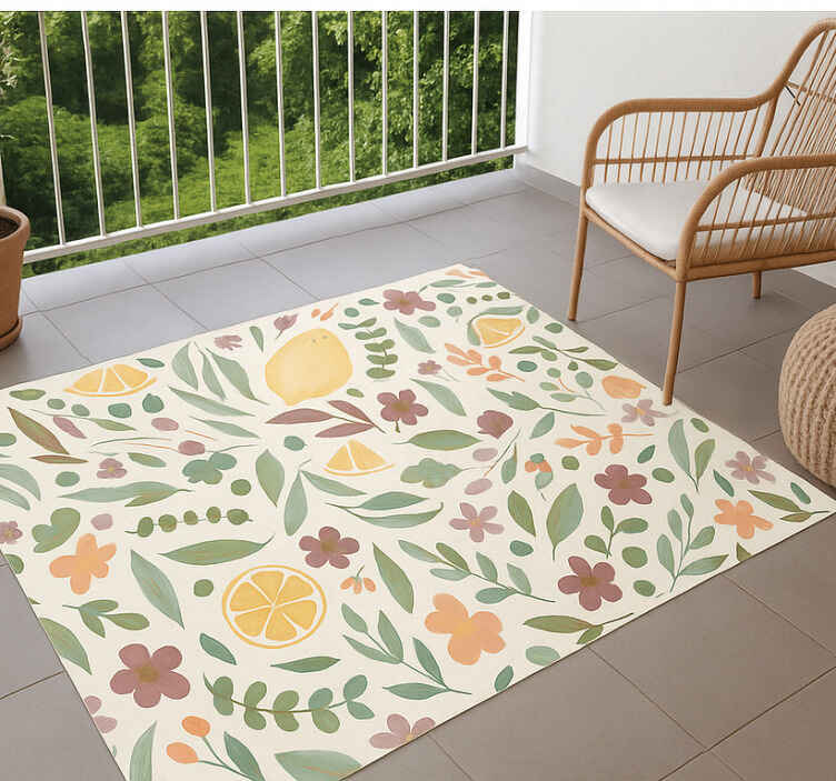 Alfombra vinílica exterior diseño floral de limón - TenVinilo