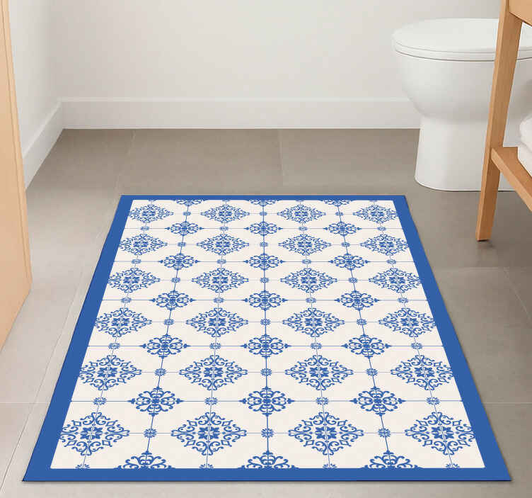 Moroccan beige tiles blue vinyl rug - TenStickers