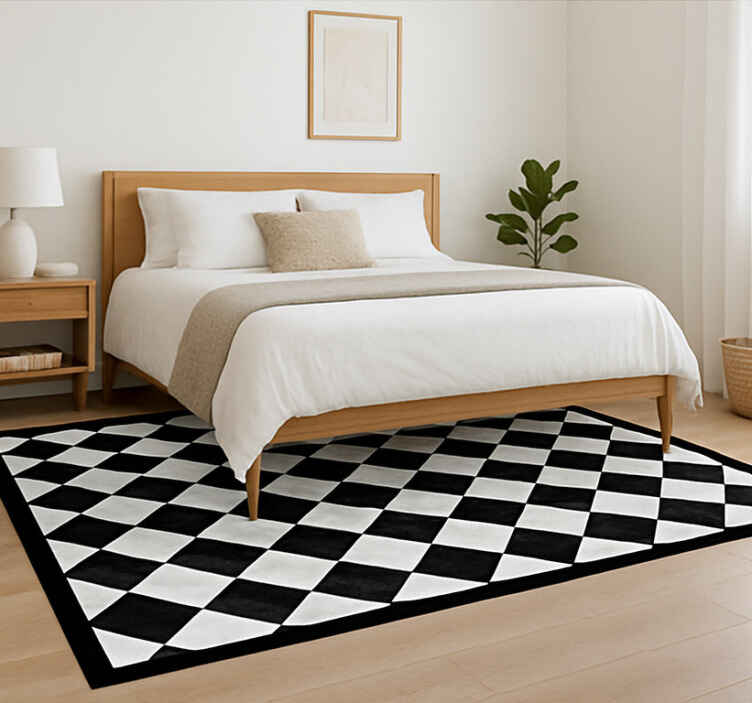 Alfombra vinílica cuadrada cuadrados negros diagonales - TenVinilo