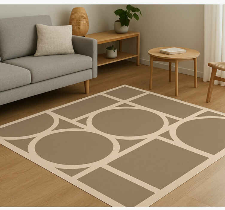 Alfombra vinílica cuadrada diseño geométrico beige - TenVinilo