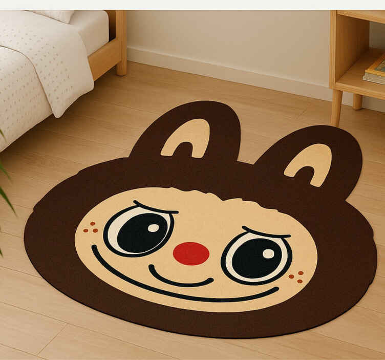Alfombra vinílica infantil diseño de labubu marrón - TenVinilo