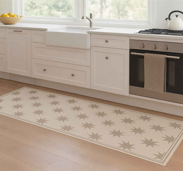 Starry beigemotif kitchen vinyl rug - TenStickers
