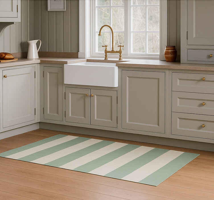 Tapis vinyle cuisine motif à rayures vertes - TenStickers