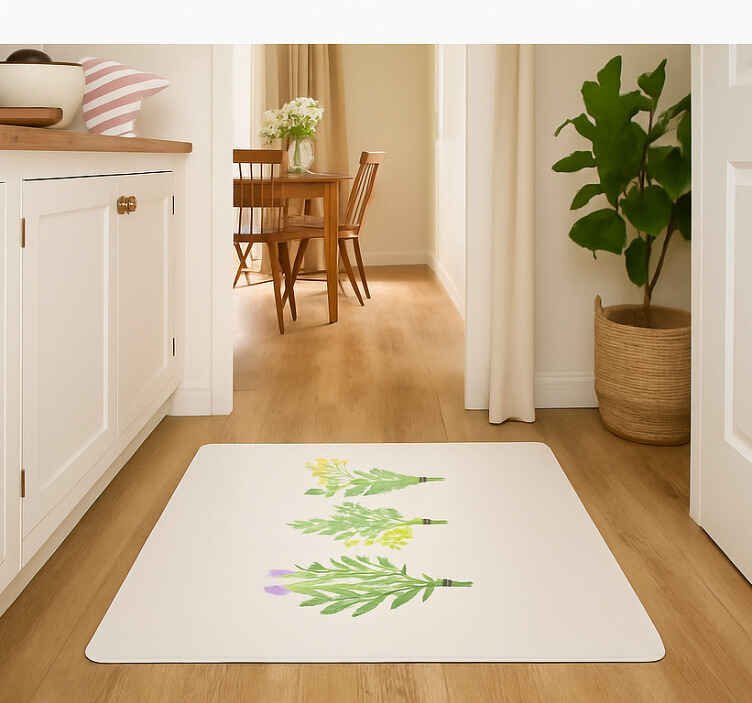 Alfombra vinílica cocina flores elegantes y sencillas - TenVinilo