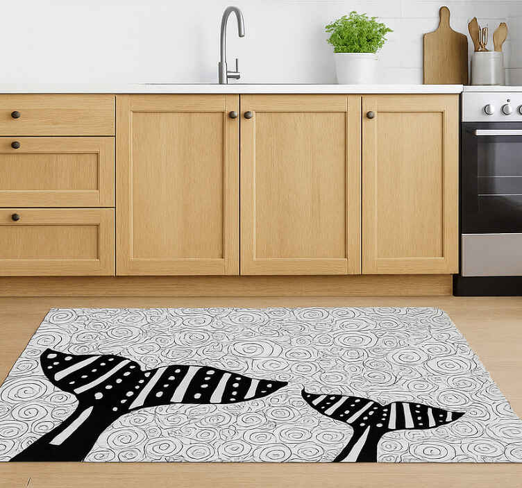 Alfombra de vinilo para cocina ballenas nadadoras - TenVinilo
