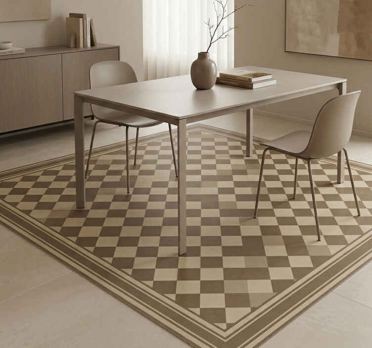 Brown Diamond Grid dining room vinyl carpet - TenStickers