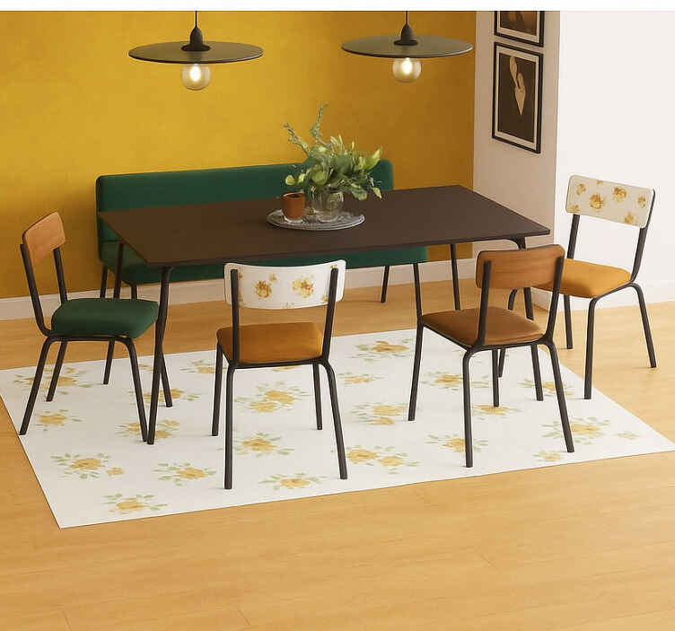 Alfombra vinílica comedor delicado chintz floral - TenVinilo