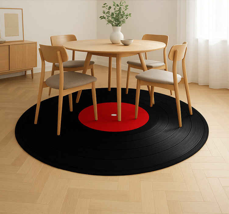 Alfombra vinílica comedor disco de vinilo gigante - TenVinilo