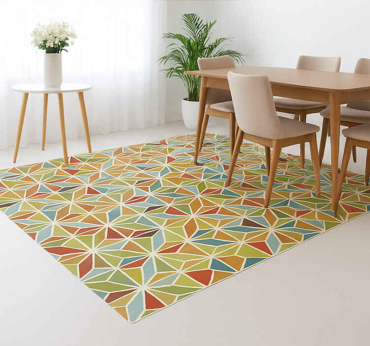 vinylový koberec do jedálne kaleidoskopická geometrická dlaždica - Tenstickers