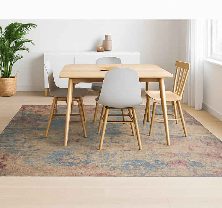 Alfombra vinílica comedor patrón oriental desgastado - TenVinilo