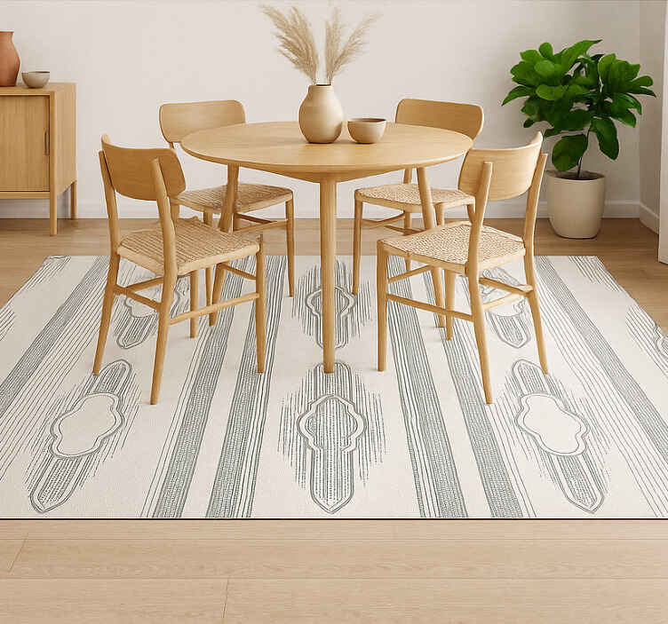 Alfombra vinílica comedor geometría étnica intrincada - TenVinilo