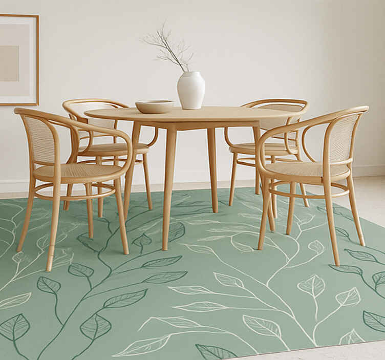 Tapis vinyle salle a manger superposition botanique propre - TenStickers