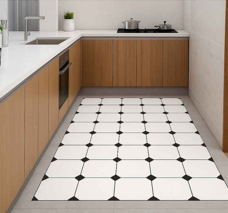 Tapis vinyle cuisine imprimé losange à carreaux - TenStickers
