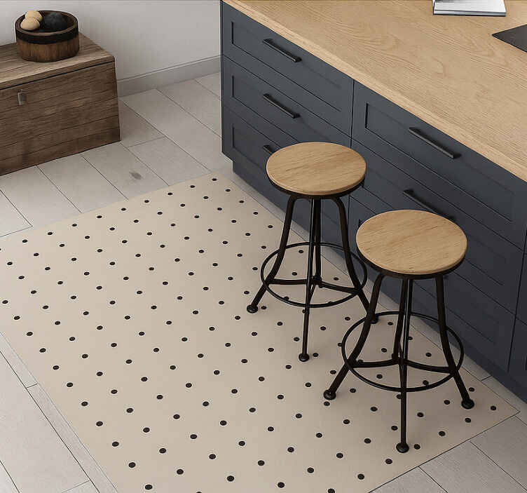Tapis vinyle cuisine motif à pois beiges - TenStickers