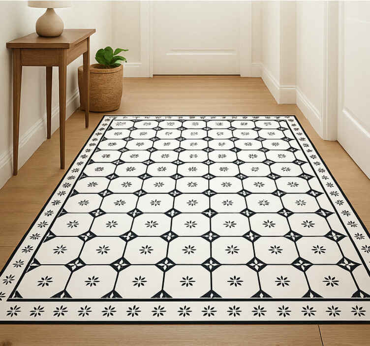 Tapis vinyle entrée motif noir classique - TenStickers