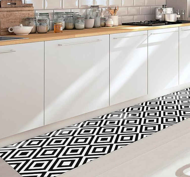 Covor de vinil geometric alb-negru - TenStickers