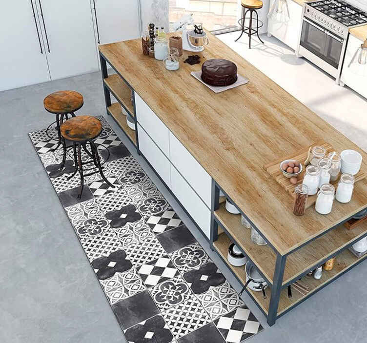 Cementine Ardesia tile vinyl rug - TenStickers