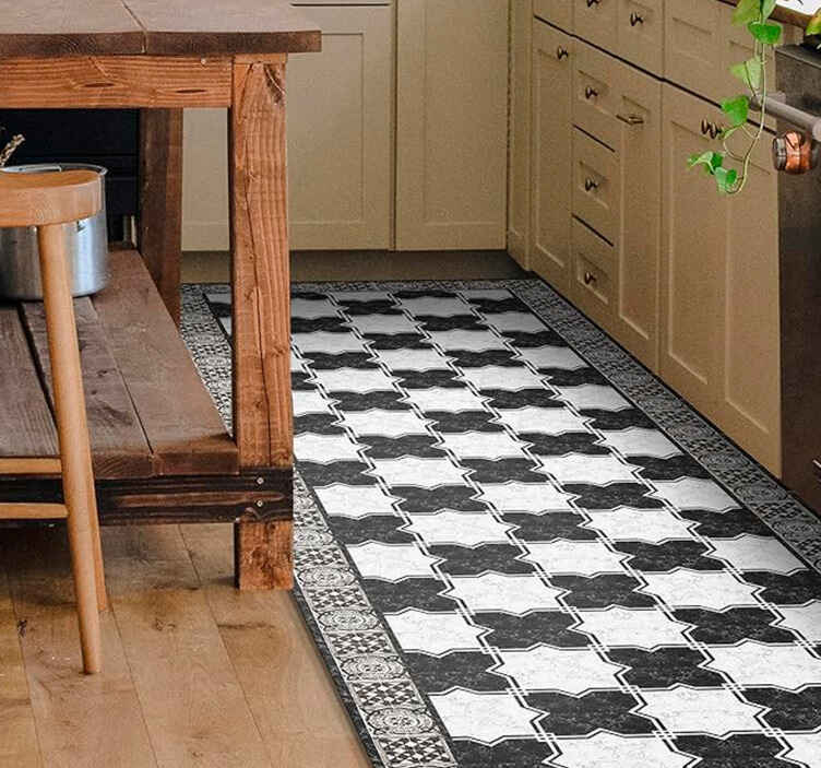 Marble chess tile vinyl rug - TenStickers
