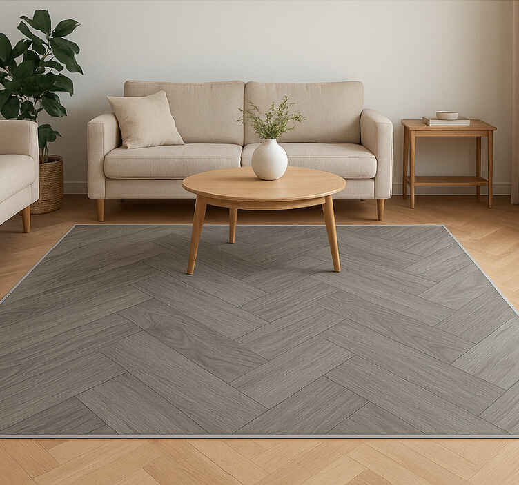 Woodward taupe visgraatpatroon vinyl tapijt woonkamer - TenStickers