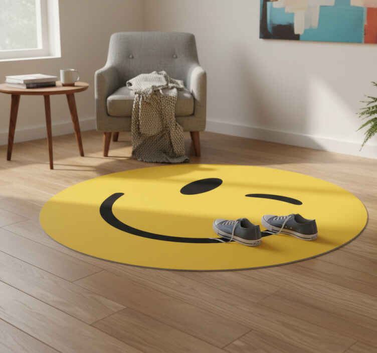 Circular vinyl rug with a wink - TenStickers