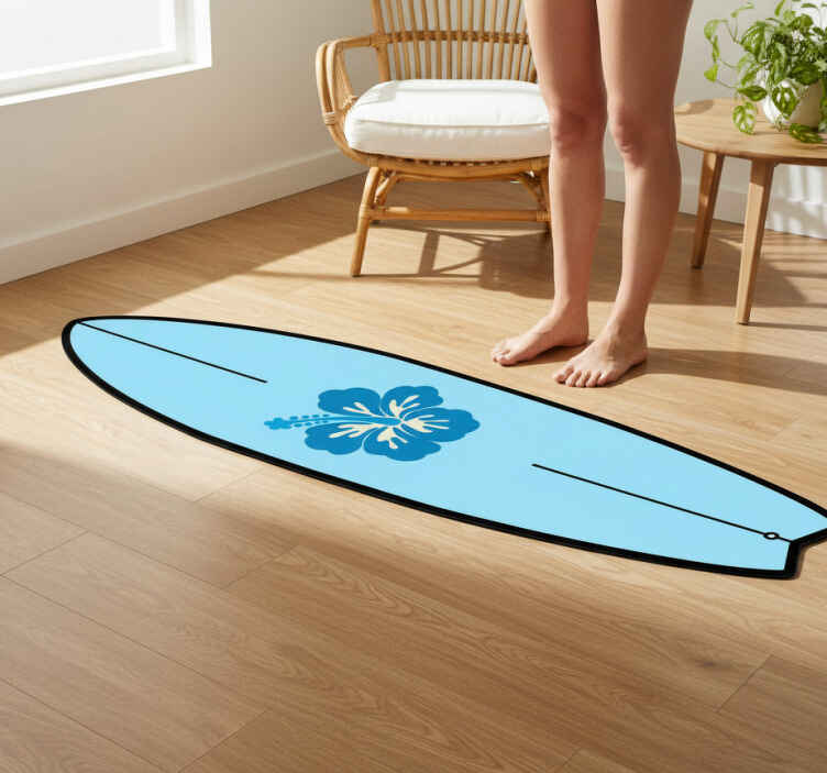Nature vinyl rug hawaiian floral surfboard - TenStickers