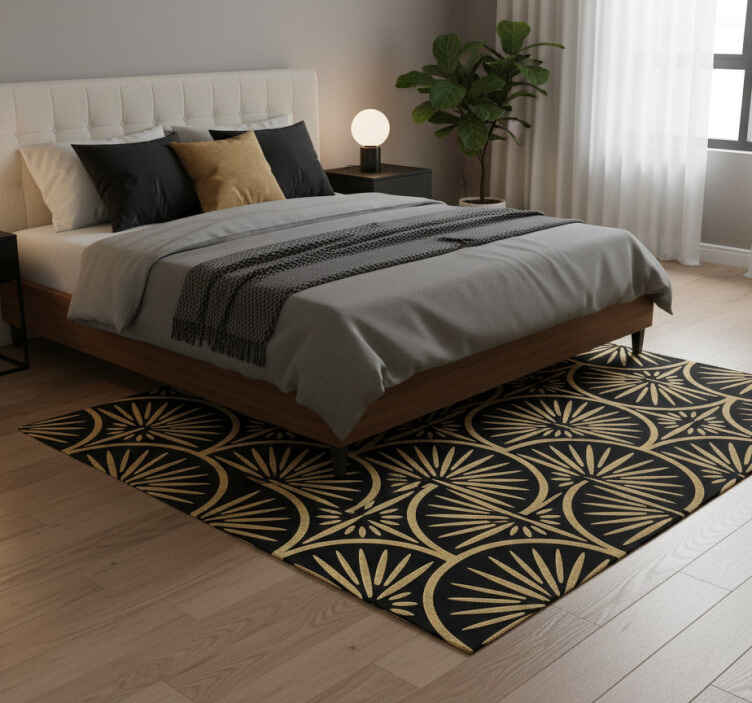 Tapis vinyle géométrique motif noir et or - TenStickers