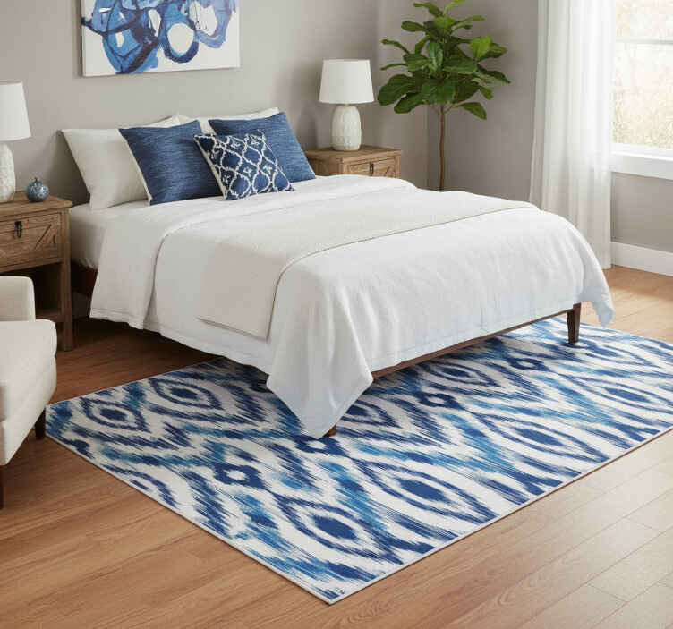 Vinyl teppich ethnisch blaues ikat muster - TenStickers