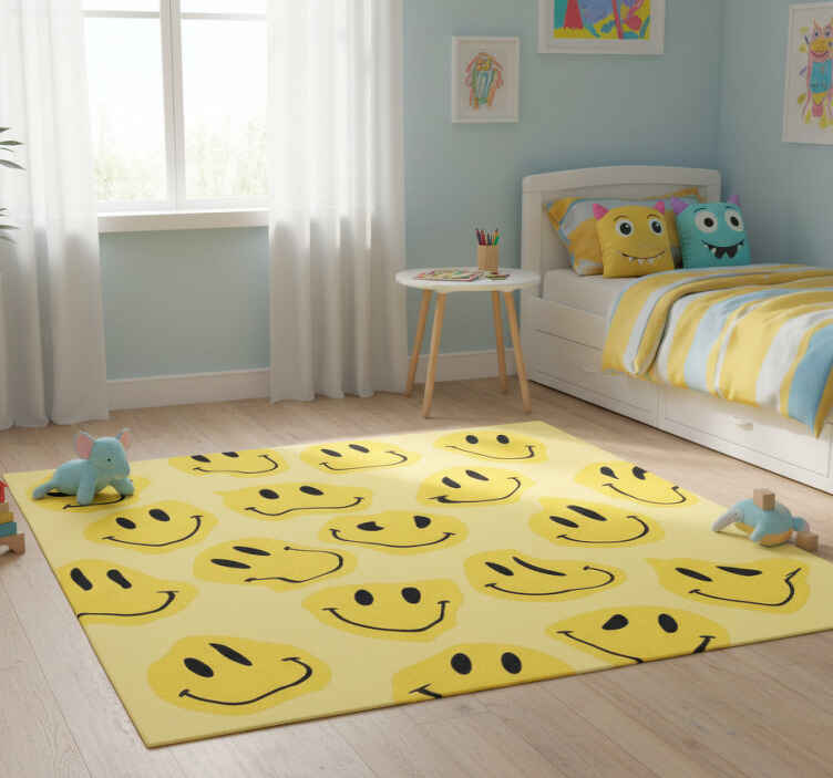 Vinyl teppich kinderzimmer mit verzerrten smileys - TenStickers