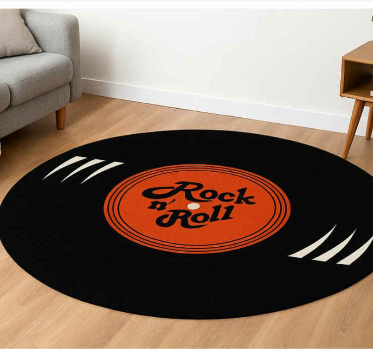 Circular vinyl rug inspired by rock and roll records - TenStickers
