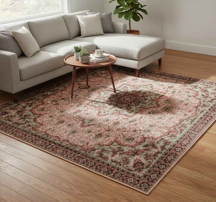Vintage rose living room vinyl rug - TenStickers
