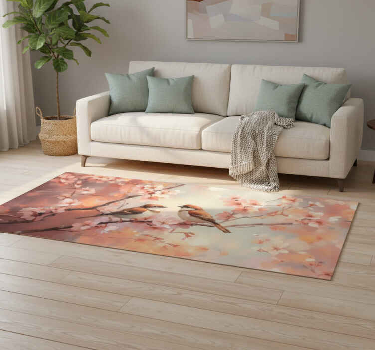 Alfombra vinílica salón dos pájaros en una rama - TenVinilo