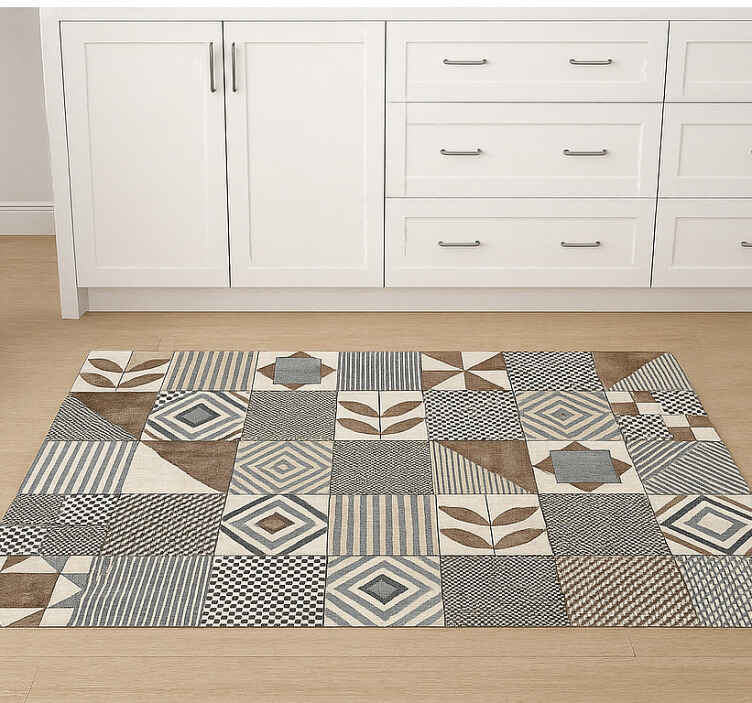 Abstract geometric nature kitchen vinyl rug - TenStickers